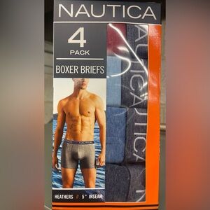 Nautica Men’s Boxer Briefs 4 Pack Heathers, Blues Grey Red Size Medium 32-34